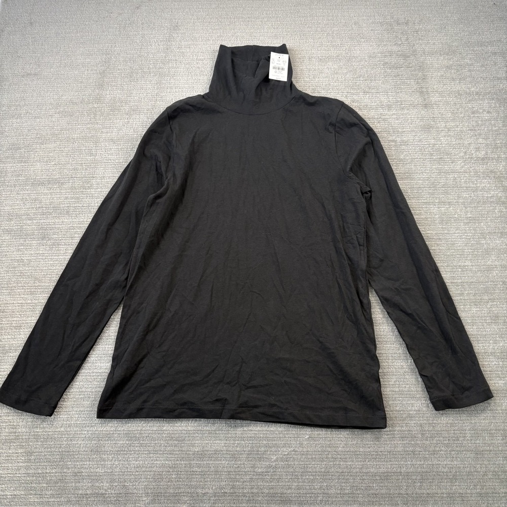 J Crew Womens Tissue Turtleneck Shirt‎ Womens M Black Long Sleeve Stretch Casual
